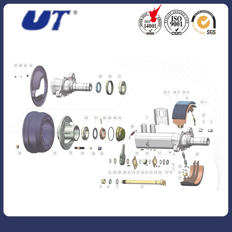 Brake Drum/Hub/Bearing and Other Axle Spare Parts/Semi Trailer Axle Parts