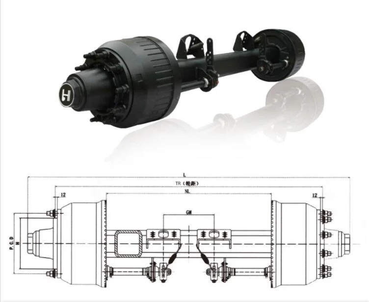 China Manufacturer 12ton 2198mm Length BPW German Type Trailers Axles for Truck Semi Trailer Parts